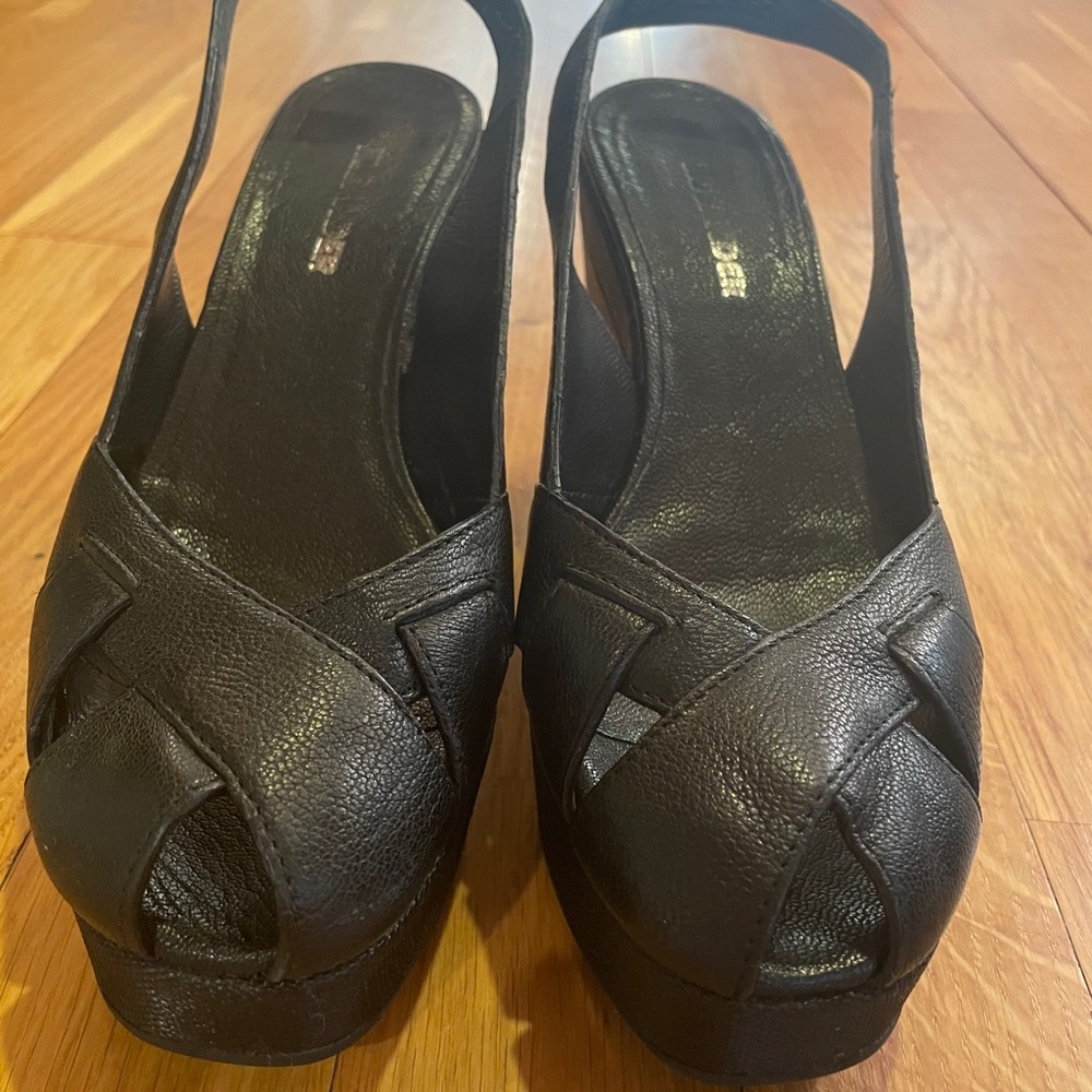 JIL SANDER leather black wedges